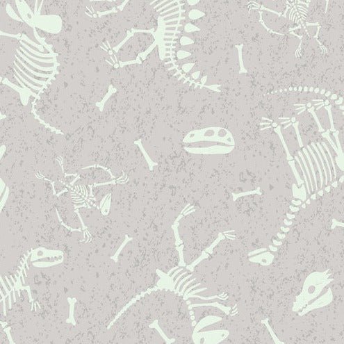 Glow Dino Skeletons - Lt Grey - homesewn