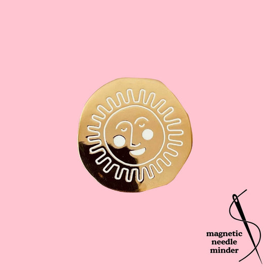 Gold Sun Face Needle Minder - homesewn
