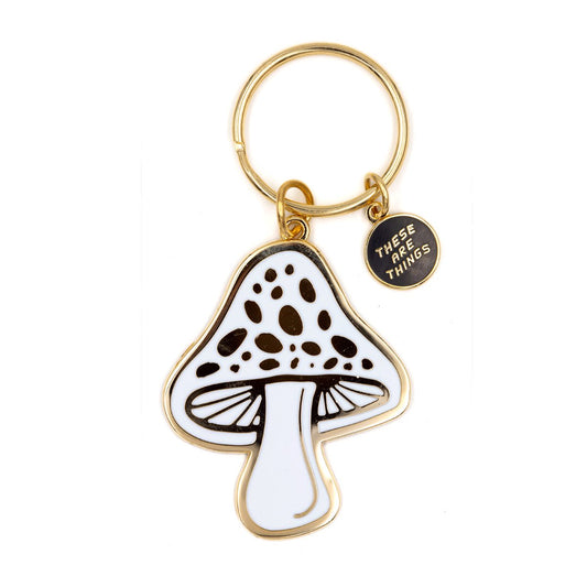 Golden Mushroom Enamel Keychain - homesewn