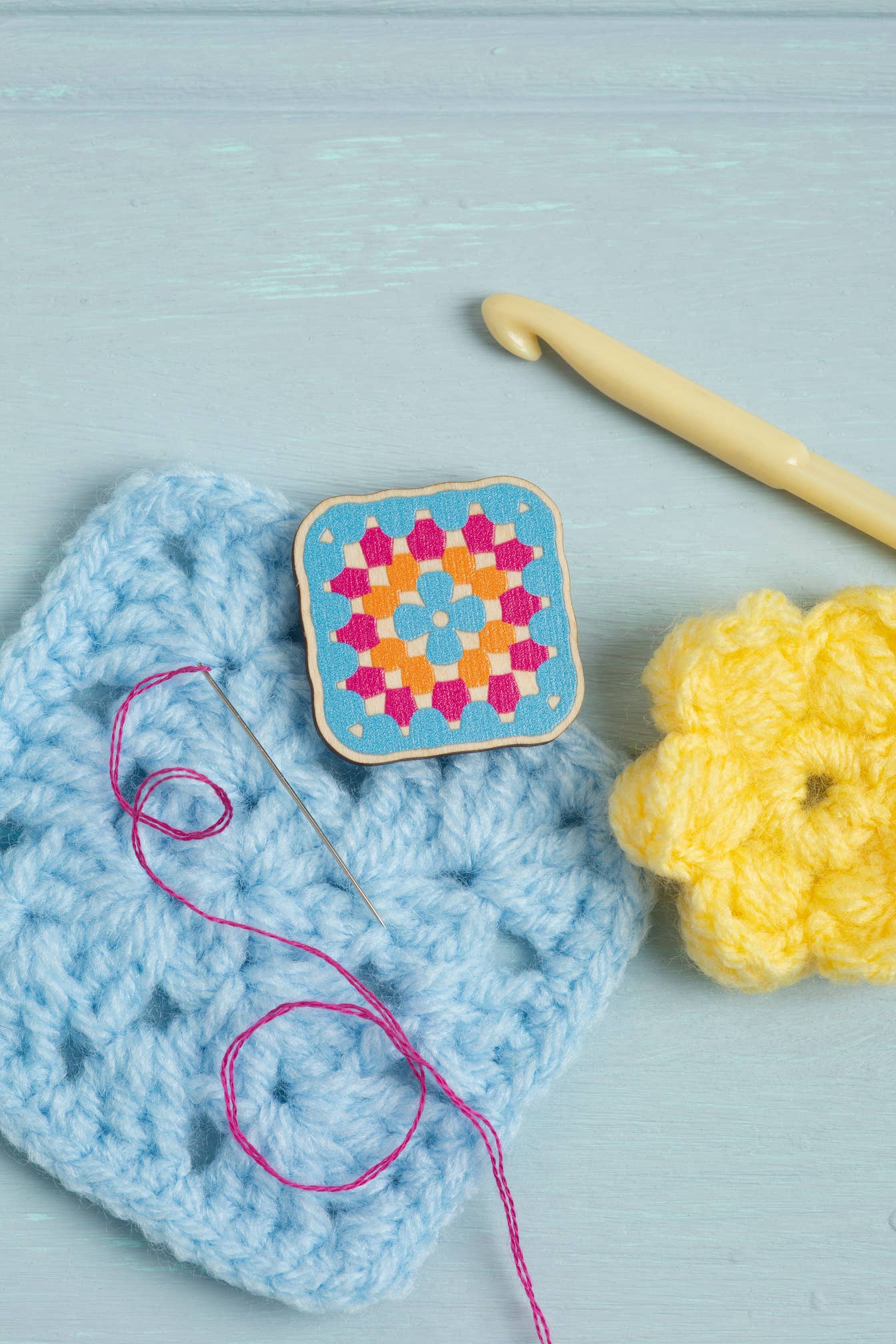 Granny Square Crochet Magnetic Needle Minder - homesewn