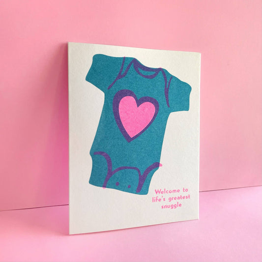 Greatest Snuggle Risograph Greeting Card - homesewn