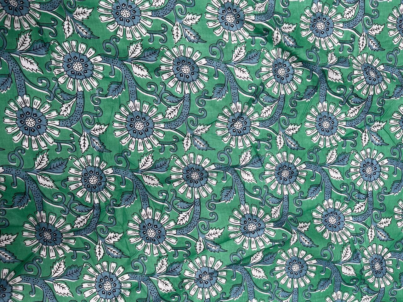 Green Floral Print Fabric Dressmaking Fabric Women Clothing - homesewn