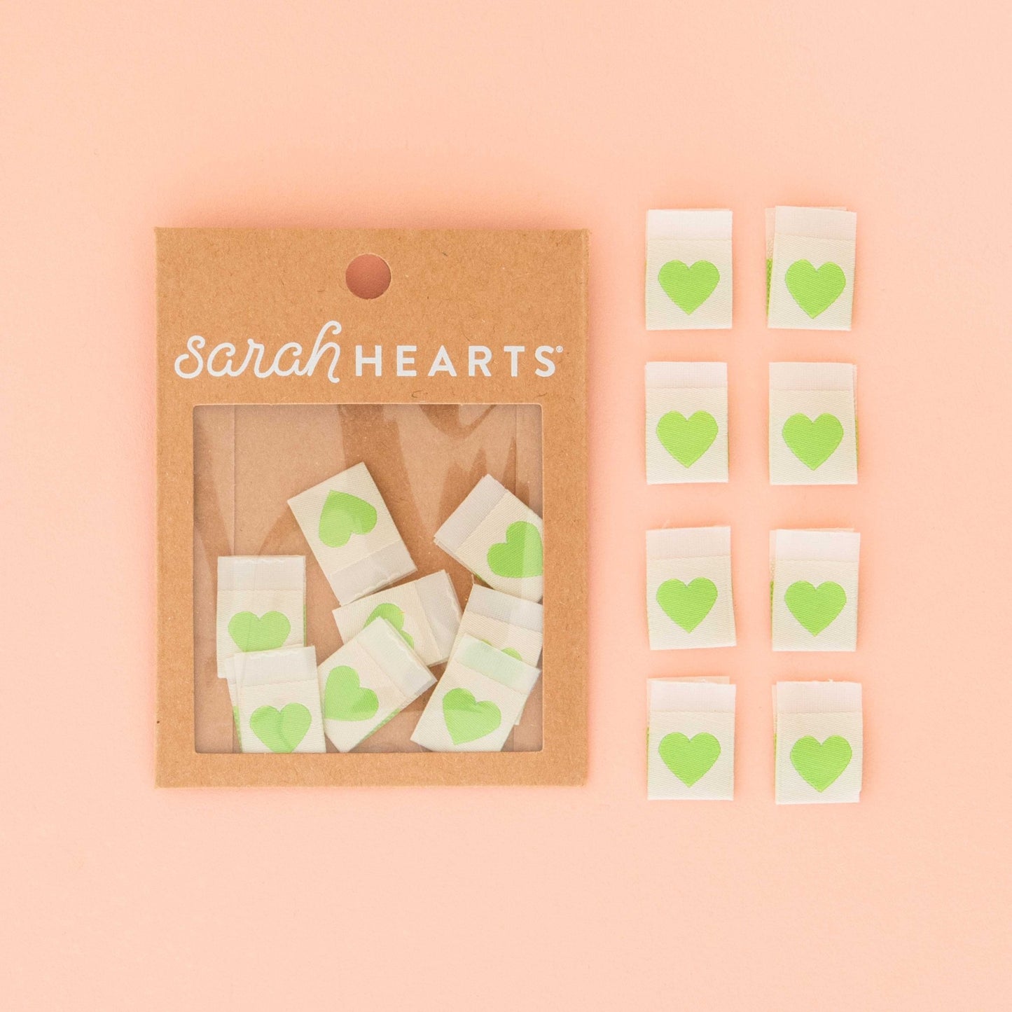 Green Heart Woven Labels   - Sewing Woven Clothing Label Tags - homesewn