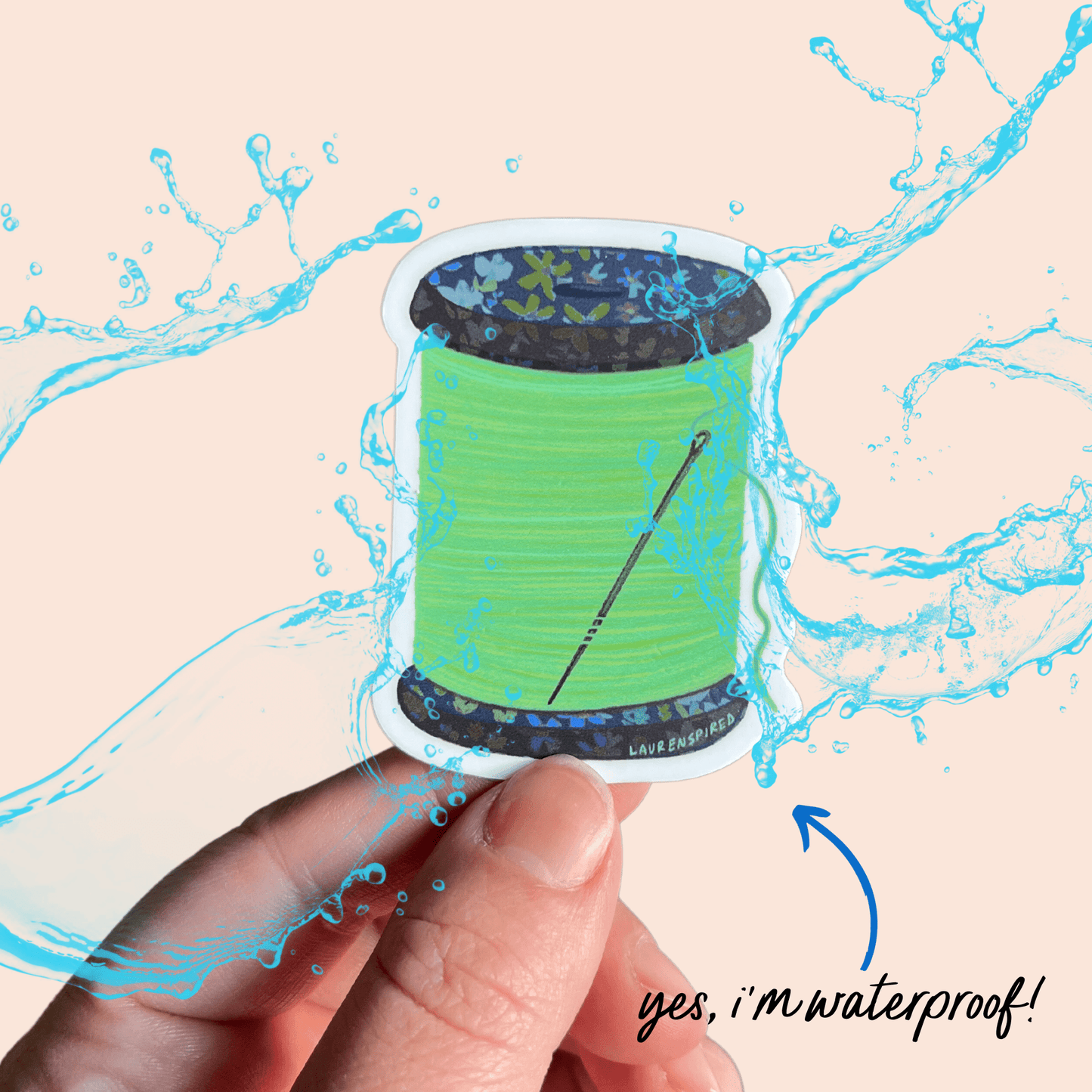 Green Spool Of Thread Vinyl Stickers, Sewing Quilt Stickers - homesewn