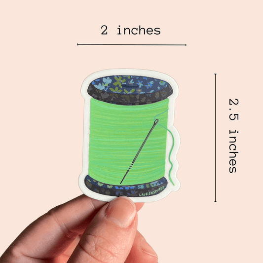 Green Spool Of Thread Vinyl Stickers, Sewing Quilt Stickers - homesewn