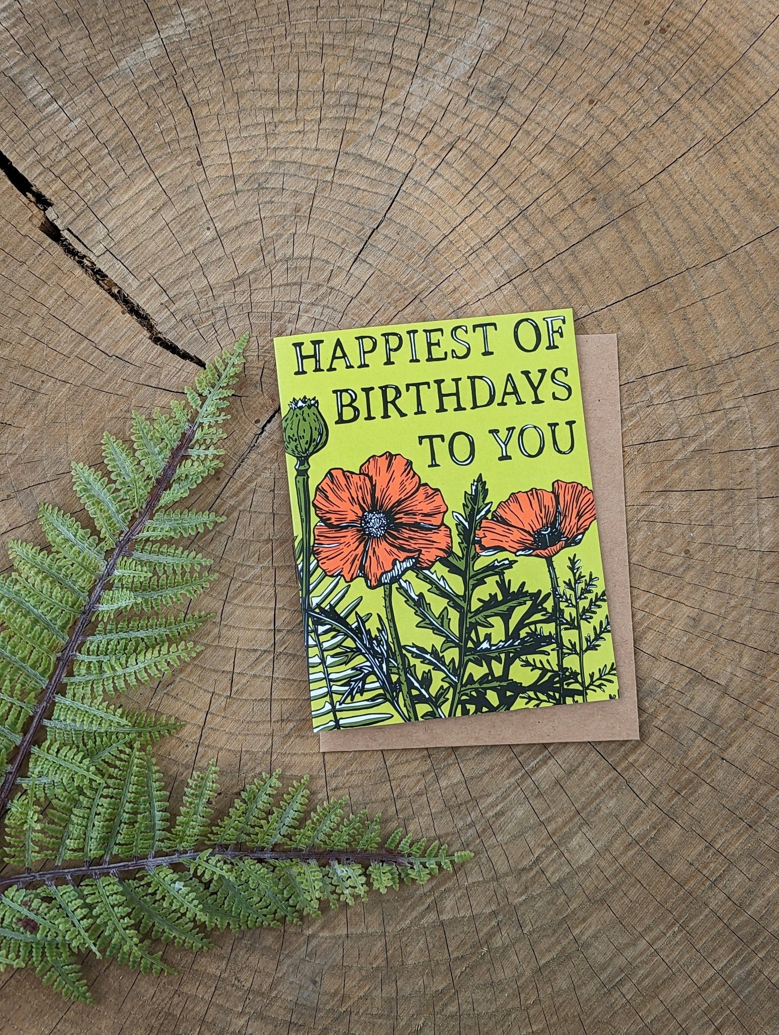 Greeting card | happiest of birthdays poppies - flowers - homesewn