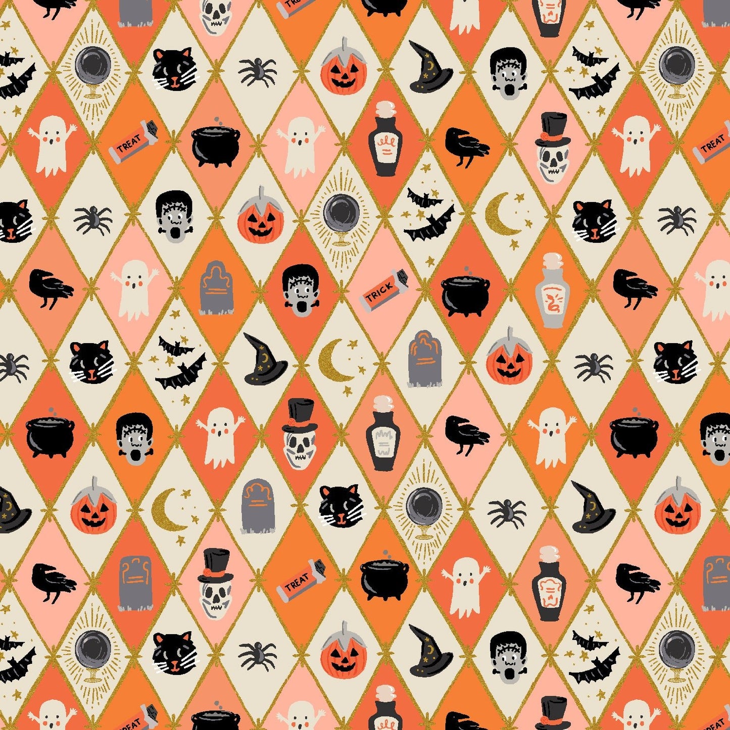 Halloween Argyle - Orange - Rifle Paper Co. Halloween - homesewn