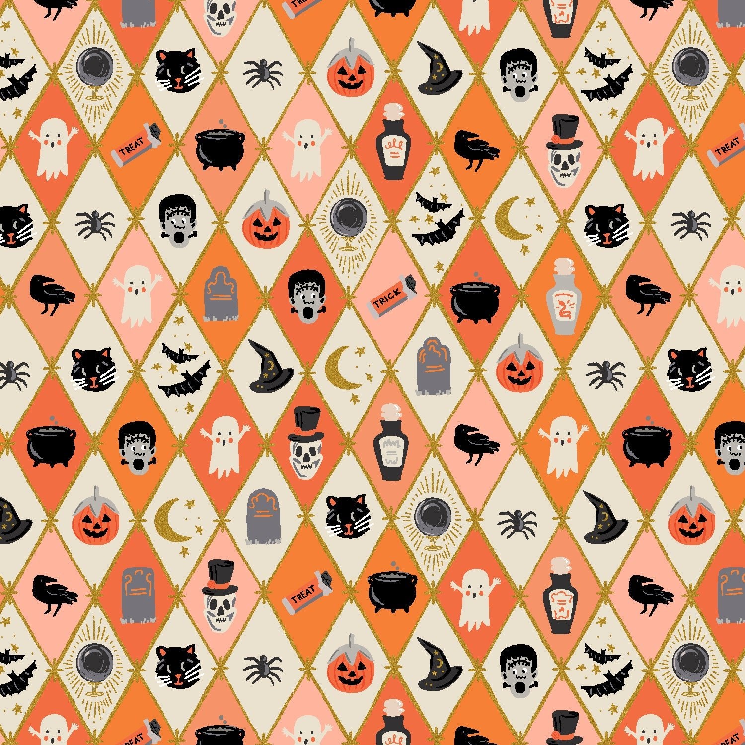 Halloween Argyle - Orange - Rifle Paper Co. Halloween - homesewn