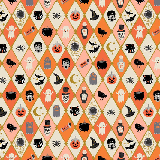 Halloween Argyle - Orange - Rifle Paper Co. Halloween - homesewn