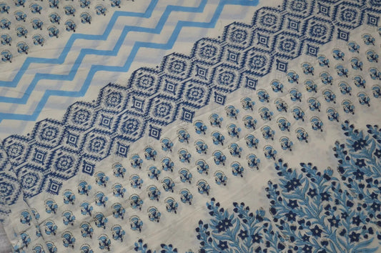 Hand Block Printed - Blue Multi Print - homesewn