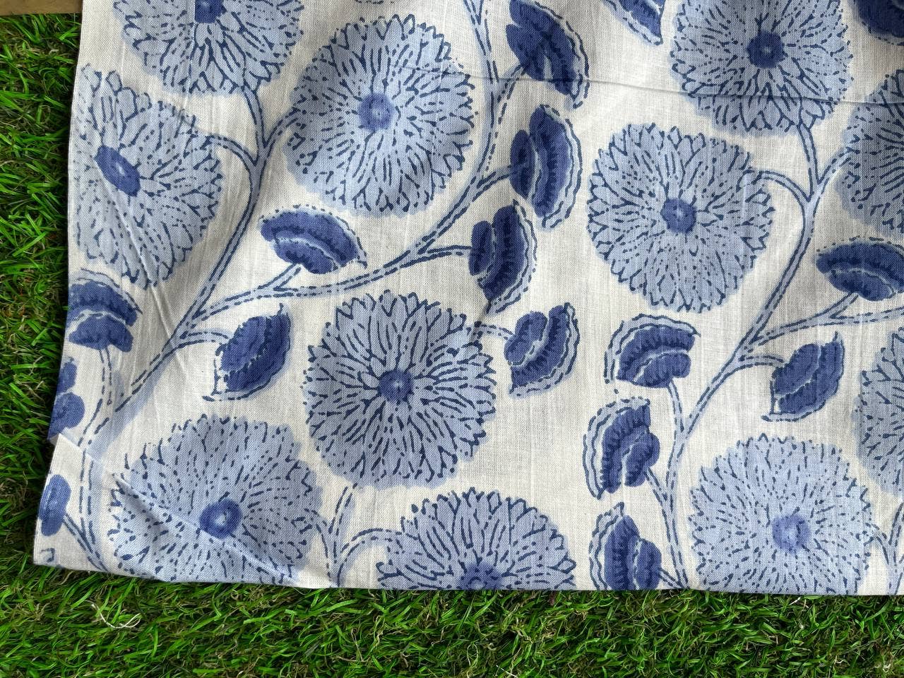 Hand Block Printed Floral Cotton Fabric - homesewn