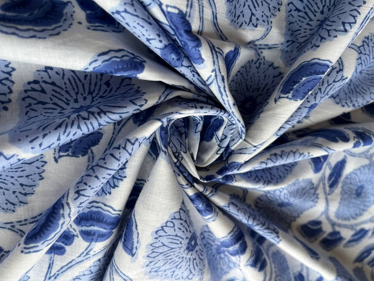Hand Block Printed Floral Cotton Fabric - homesewn