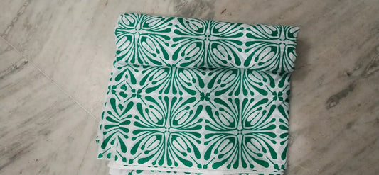 Hand Block Printed - Green Stars - homesewn