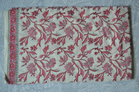 Hand Block Printed - Pink Vines - homesewn