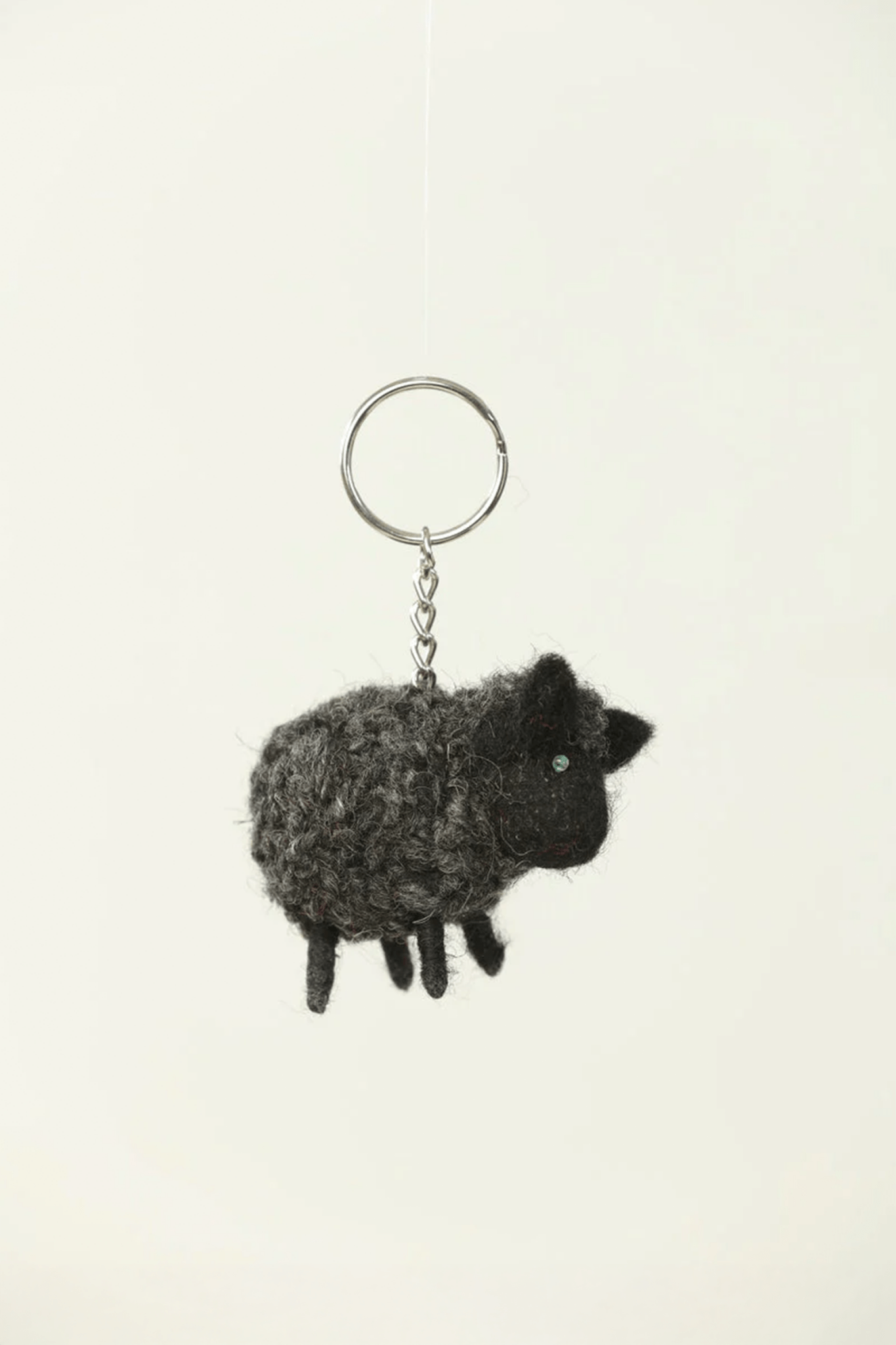 Handmade Felt Sheep Bag Charm / Key Ring - Black - homesewn