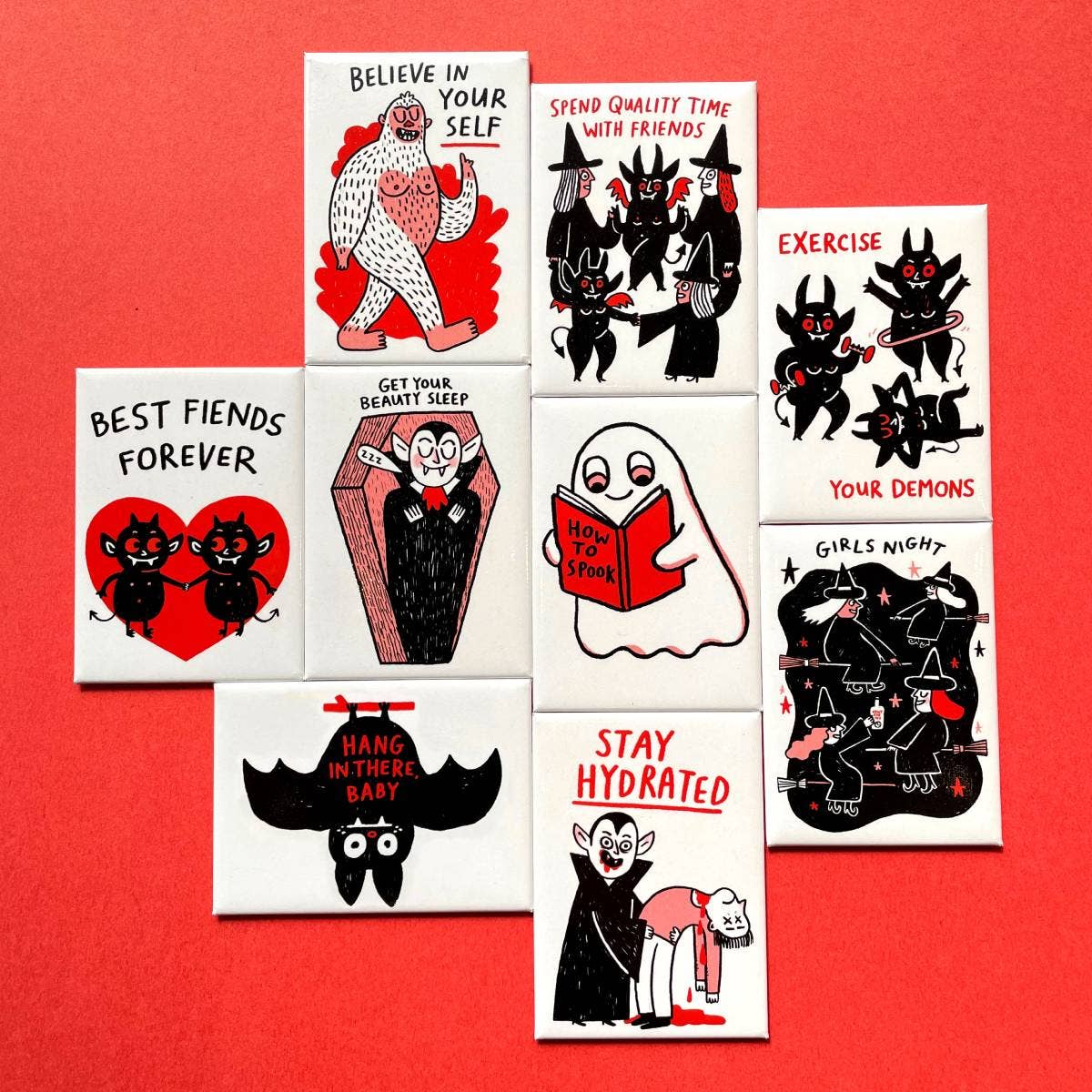 Hang in There Baby Bat Rectangle Magnet by Gemma Correll - homesewn