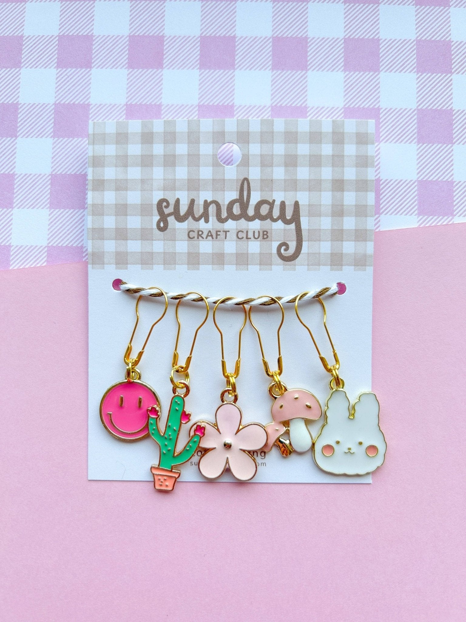 Happy Day Stitch Marker Set, Progress Keepers, Knitting and Crochet (Choose your Clasp) - homesewn