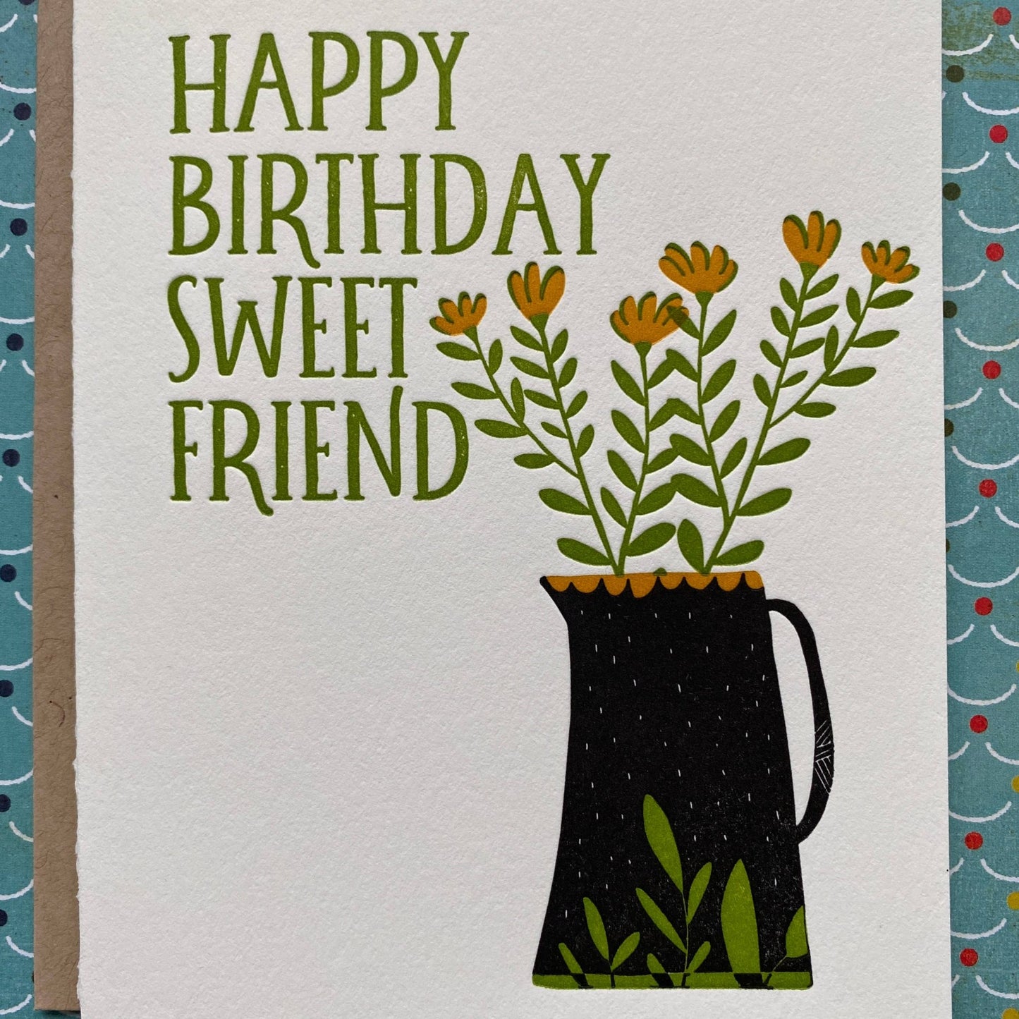 HB Sweet Friend Flowers - letterpress card - homesewn