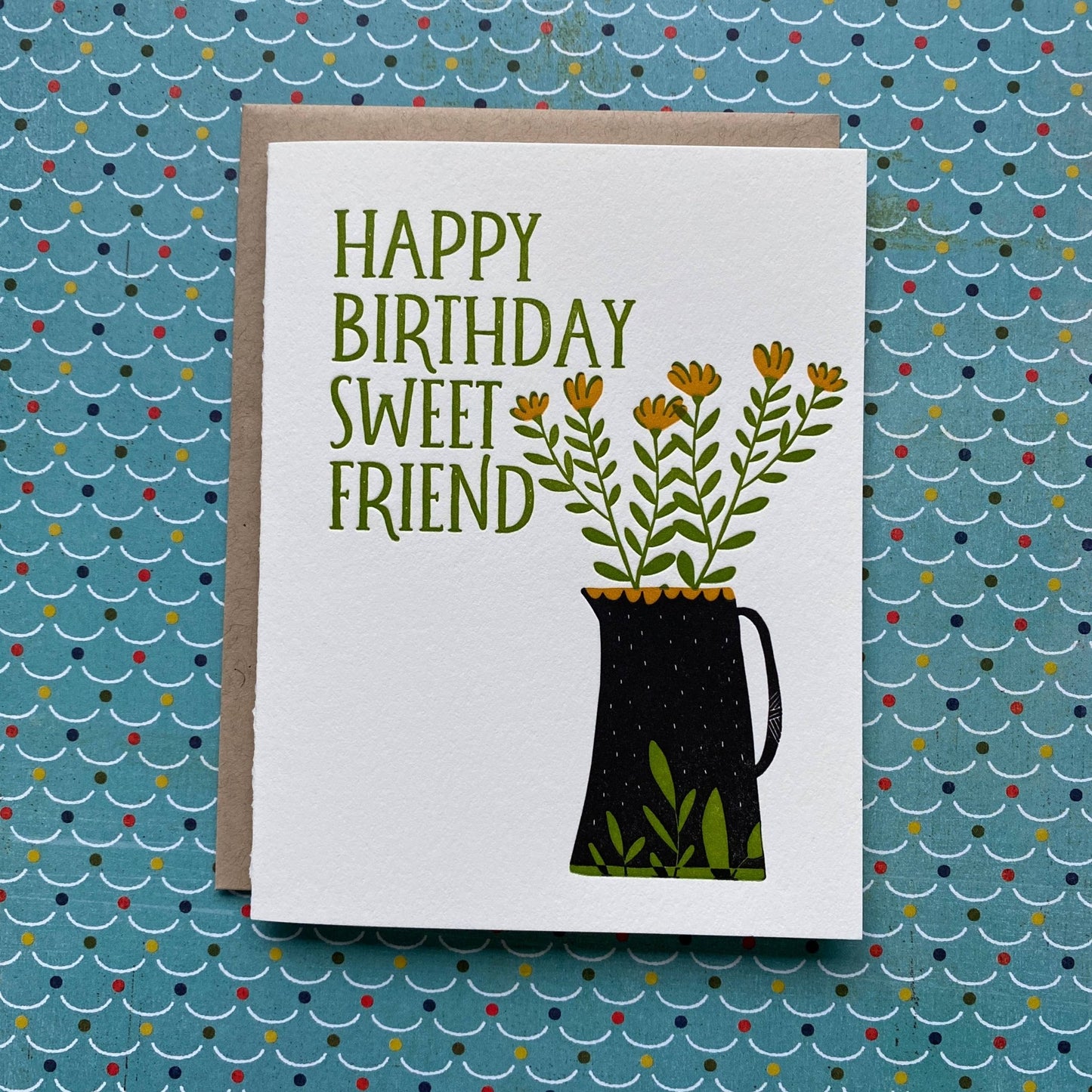 HB Sweet Friend Flowers - letterpress card - homesewn