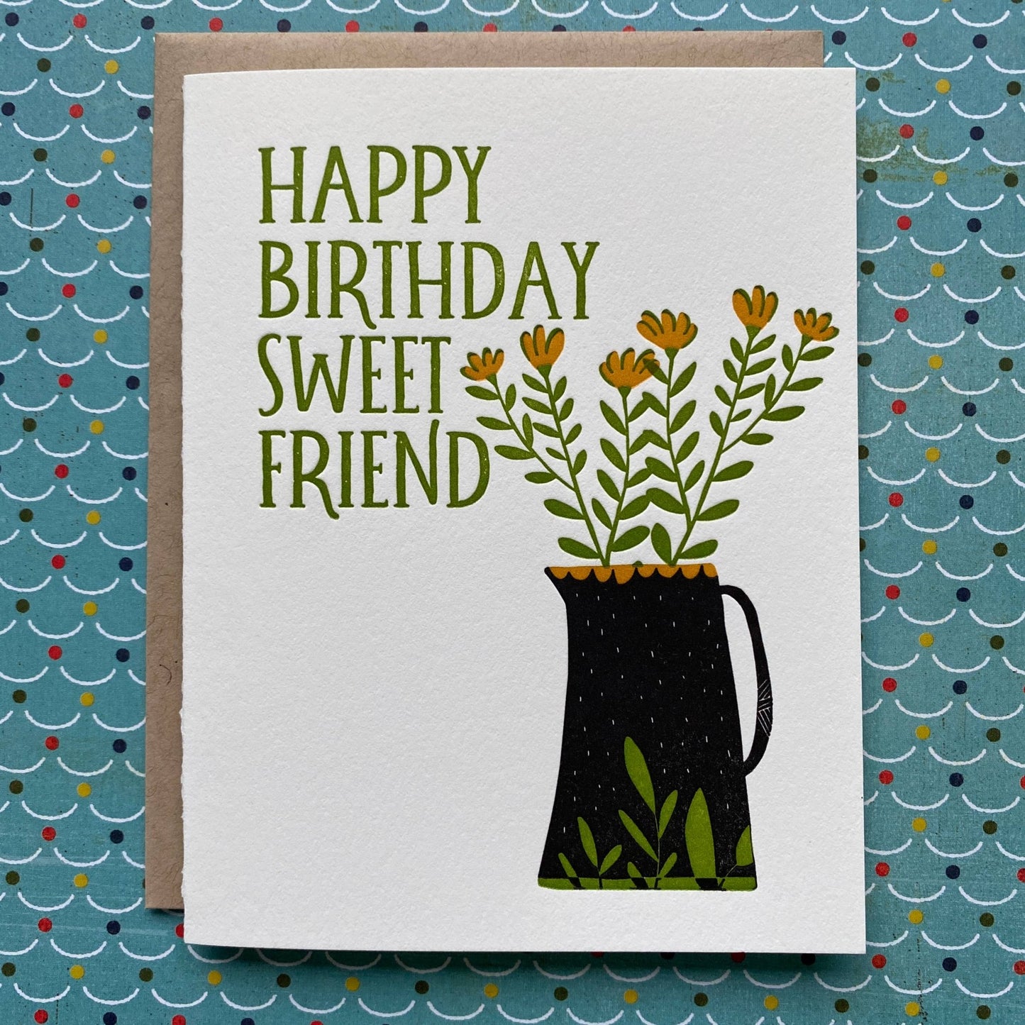 HB Sweet Friend Flowers - letterpress card - homesewn