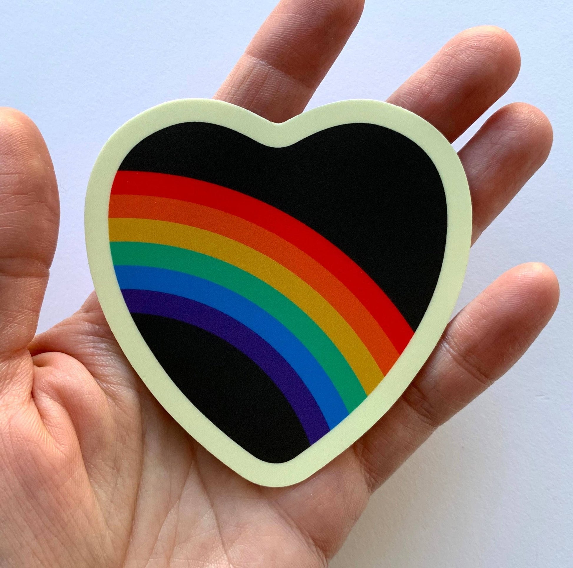 Heart/Rainbow Bumper Sticker, Durable vinyl decal - homesewn