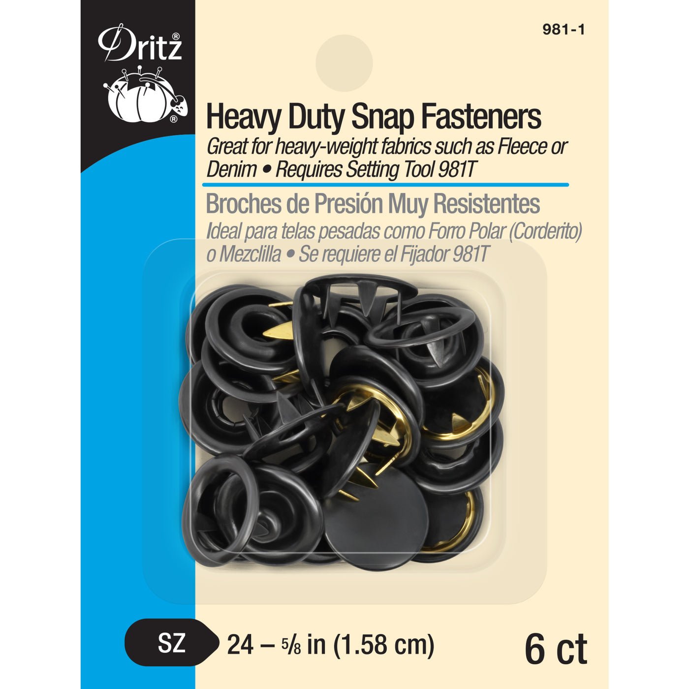 Heavy Duty Snaps - Size 24 - 5/8" - homesewn