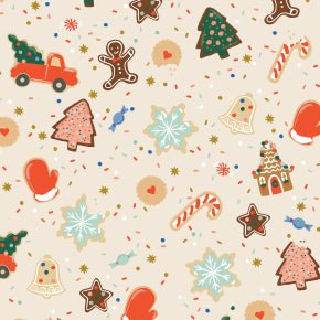 Holiday Classics - Christmas Cookies - Cream Metallic Fabric - homesewn