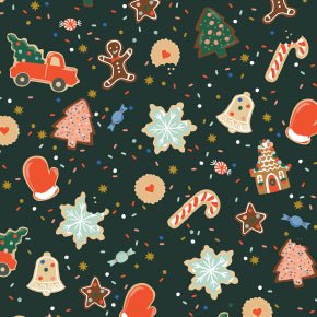 Holiday Classics - Christmas Cookies - Evergreen Metallic Fabric - homesewn