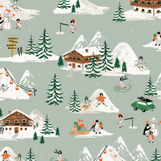 Holiday Classics - Penguin Village - Mint Metallic - RP622 - MM1M - Rifle Paper Co. fabric (Copy) (Copy) (Copy) - homesewn