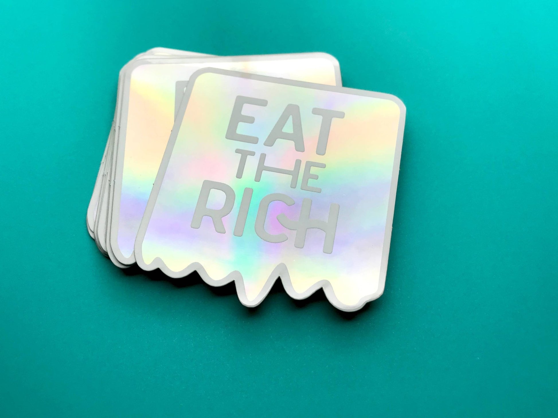 Holographic Silver Eat the Rich Sticker - homesewn