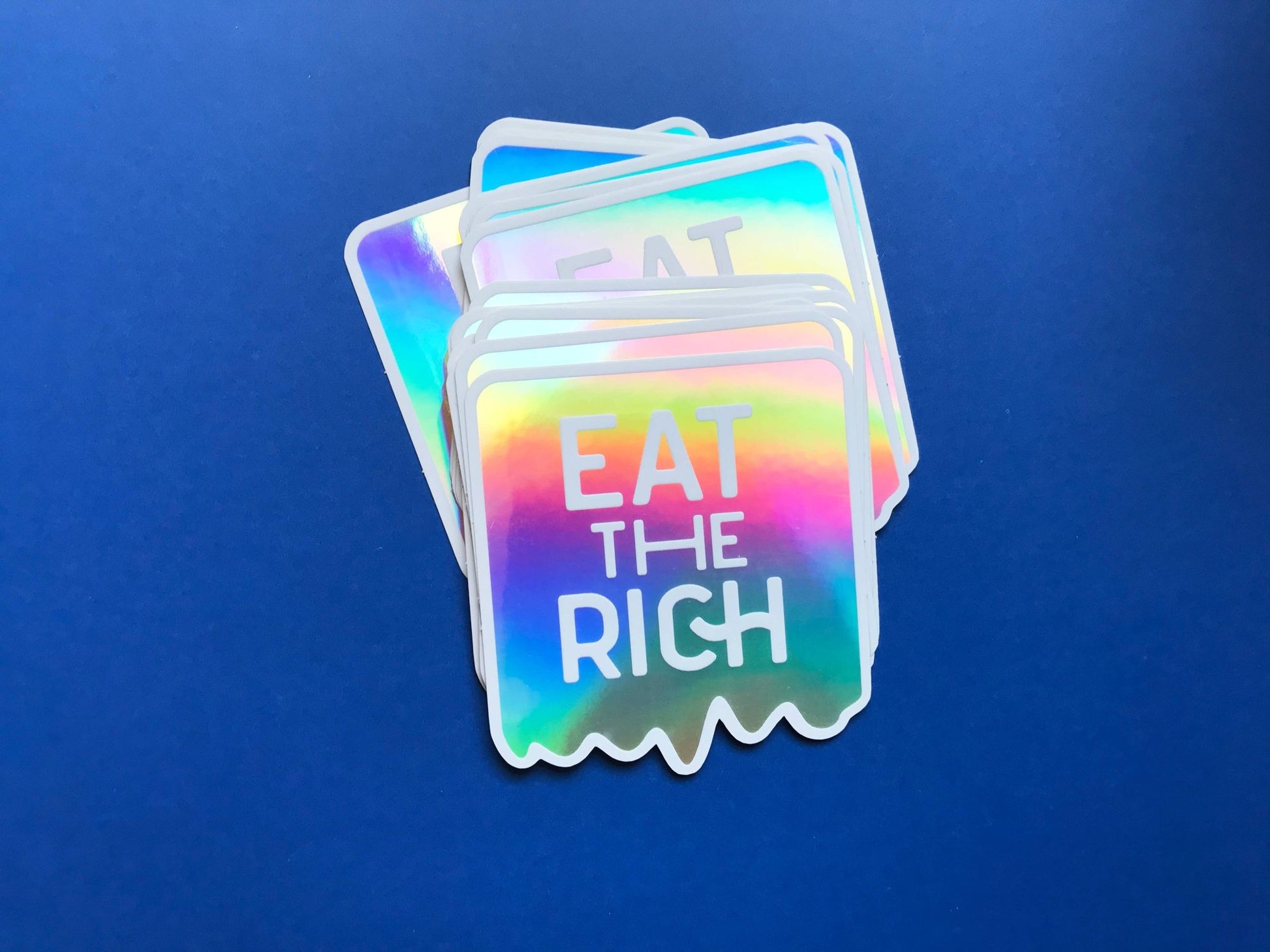 Holographic Silver Eat the Rich Sticker - homesewn