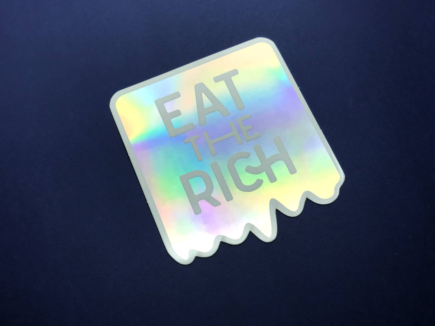 Holographic Silver Eat the Rich Sticker - homesewn