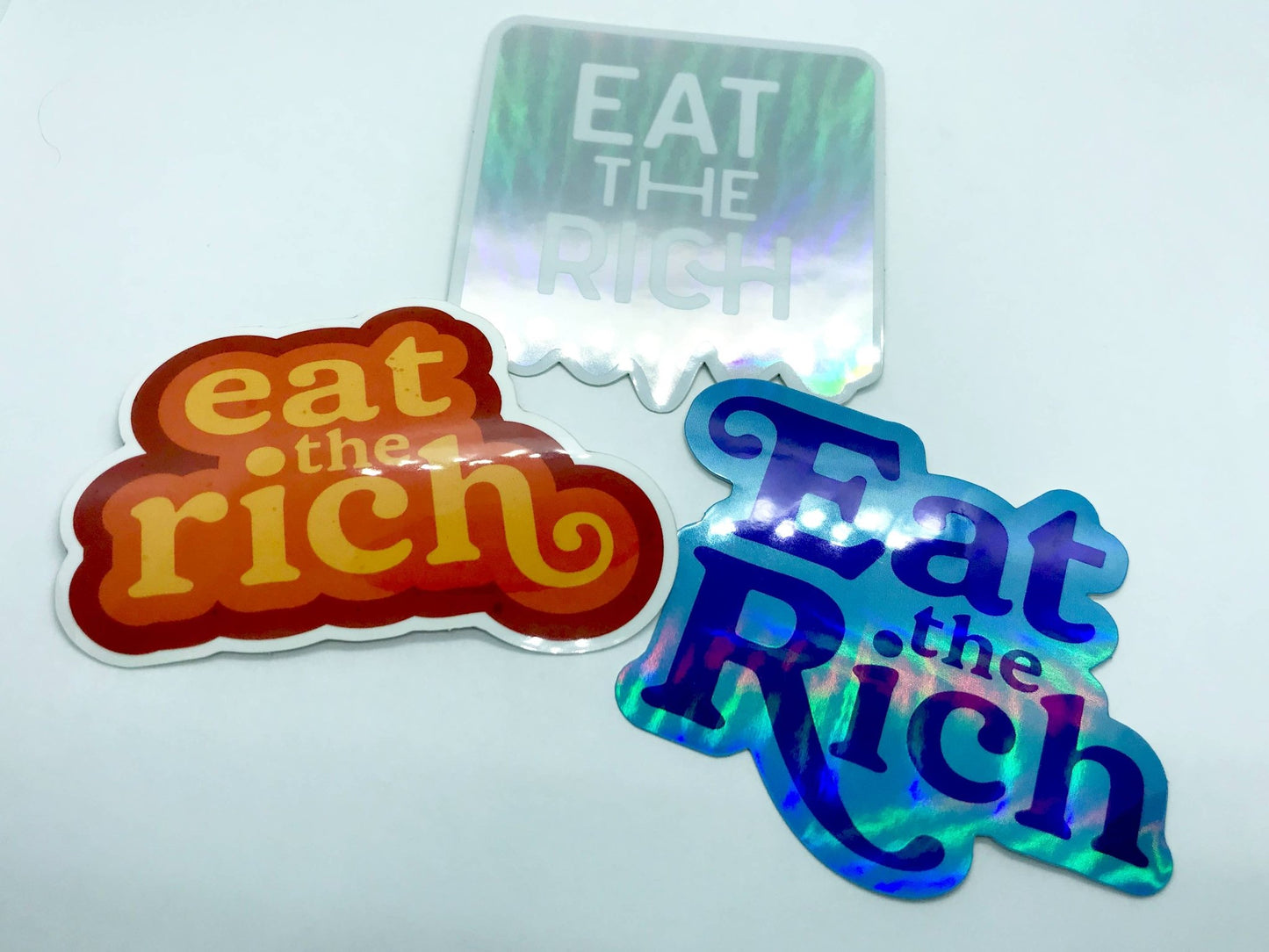 Holographic Silver Eat the Rich Sticker - homesewn