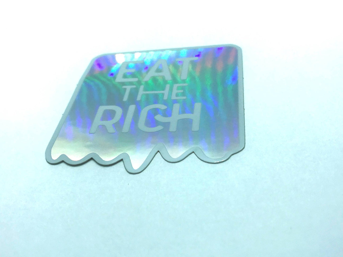 Holographic Silver Eat the Rich Sticker - homesewn