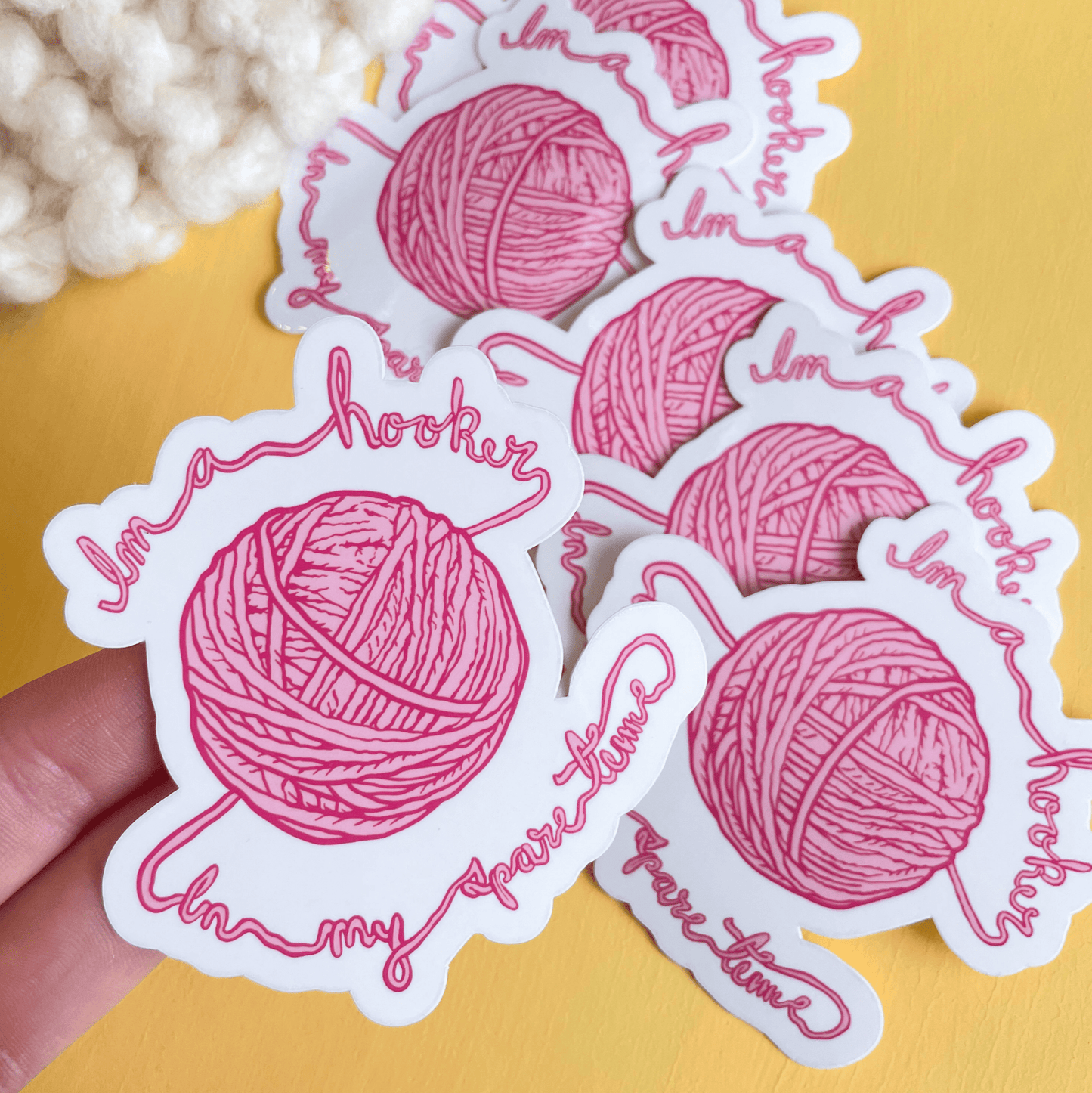 Hooker in My Spare Time Yarn Vinyl Sticker - homesewn