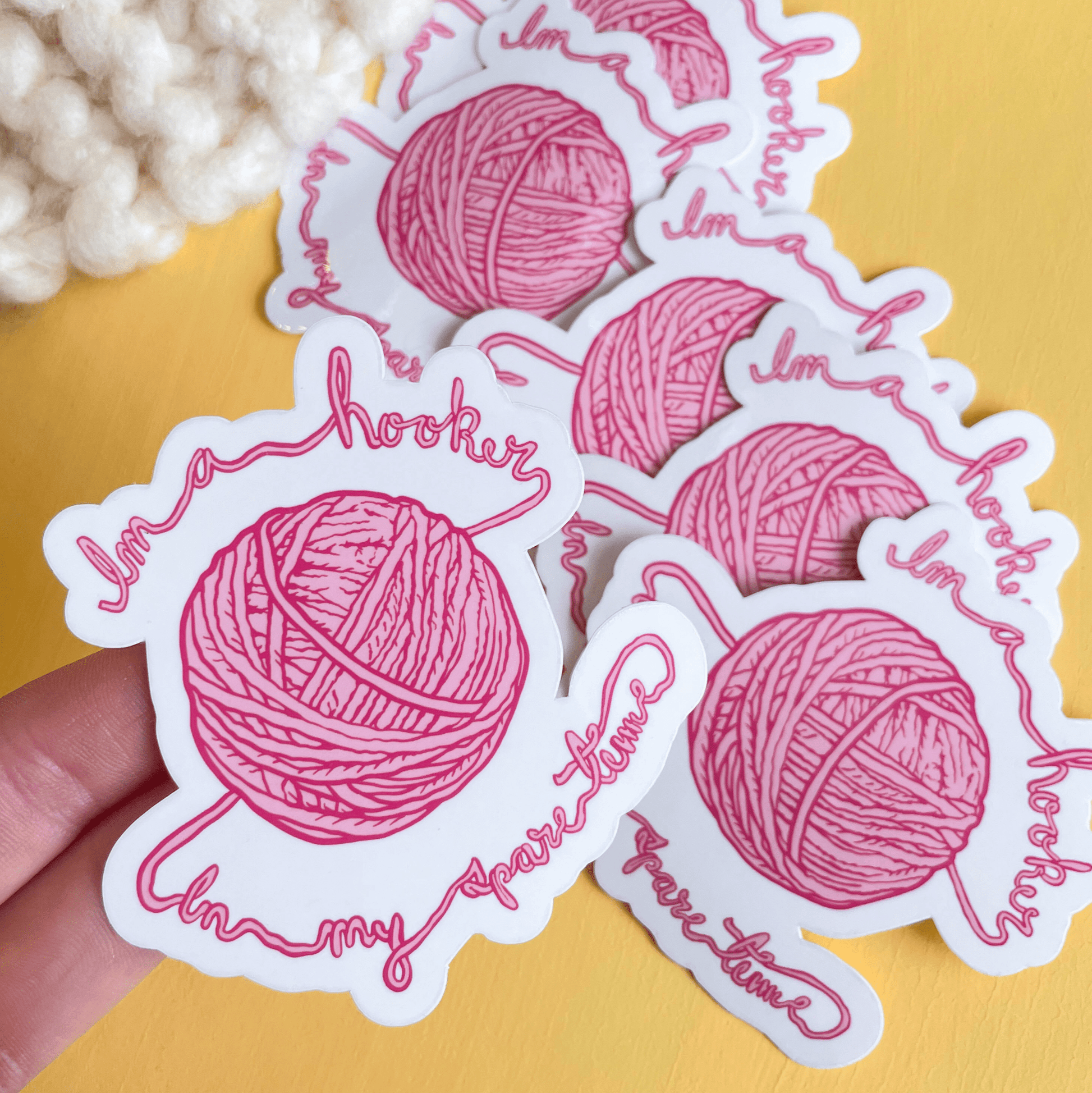 Hooker in My Spare Time Yarn Vinyl Sticker - homesewn