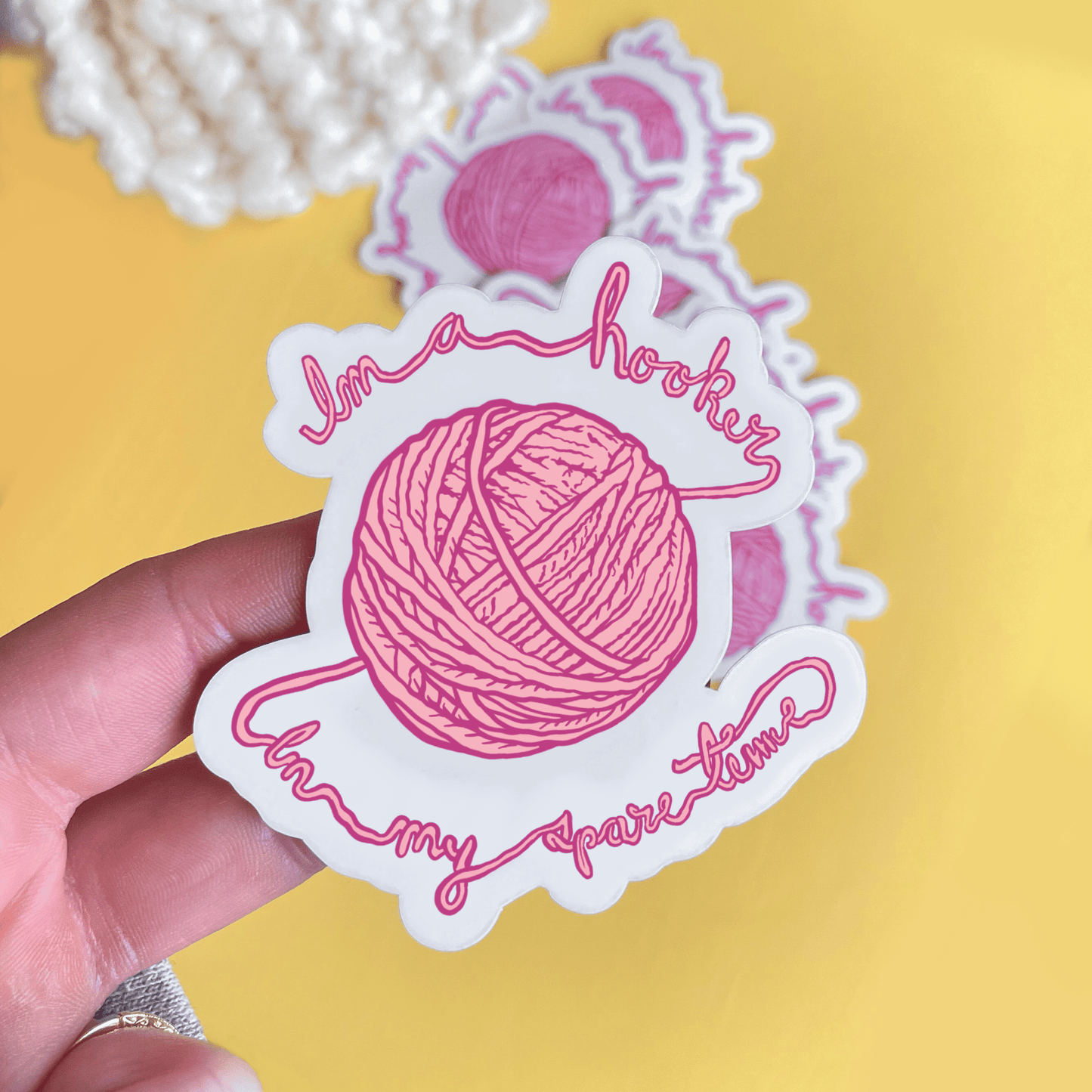 Hooker in My Spare Time Yarn Vinyl Sticker - homesewn