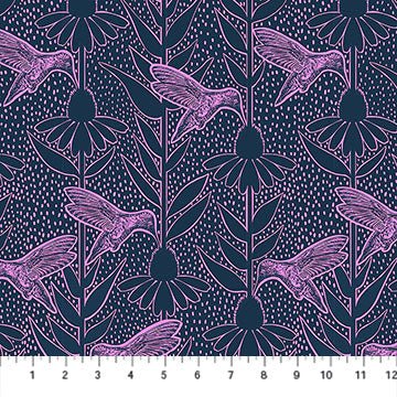 Humming - Navy - Indelible Ink - QUILTING COTTON/POPLIN - homesewn