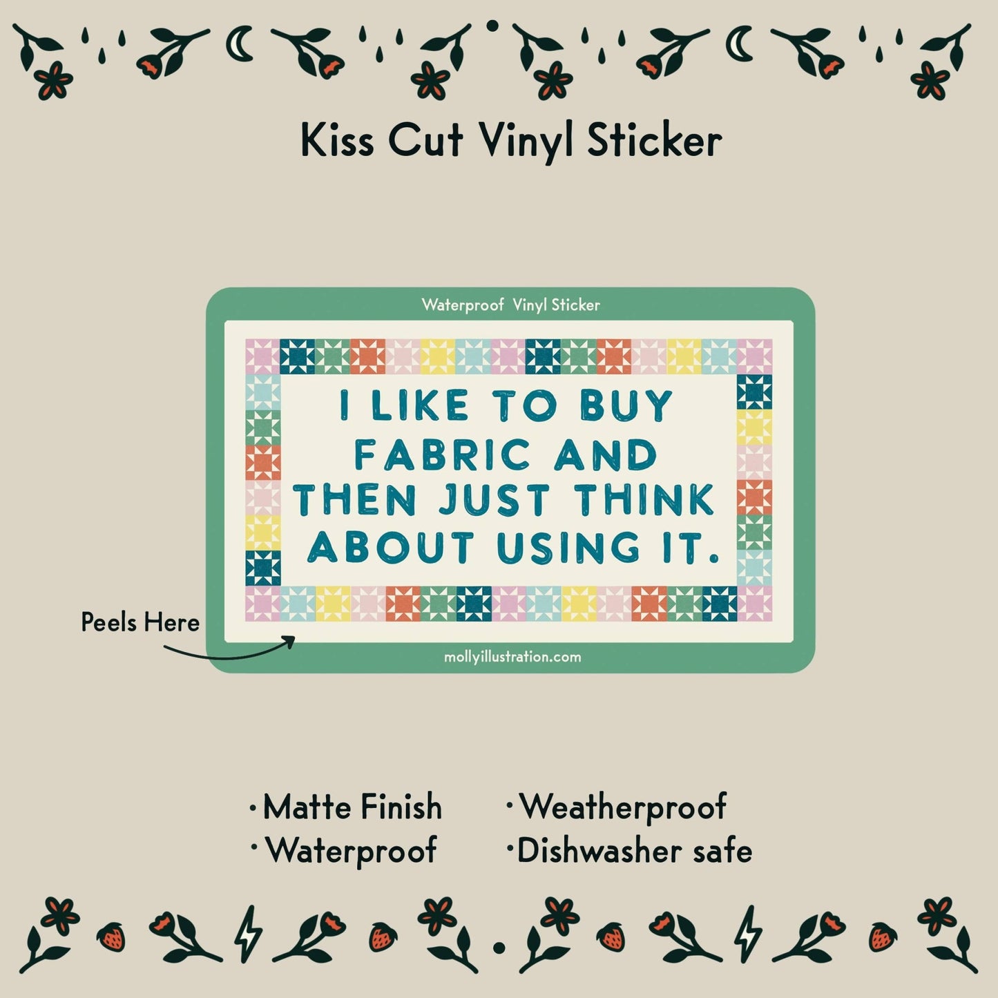 I Like to Buy Fabric Waterproof Vinyl Sticker - homesewn