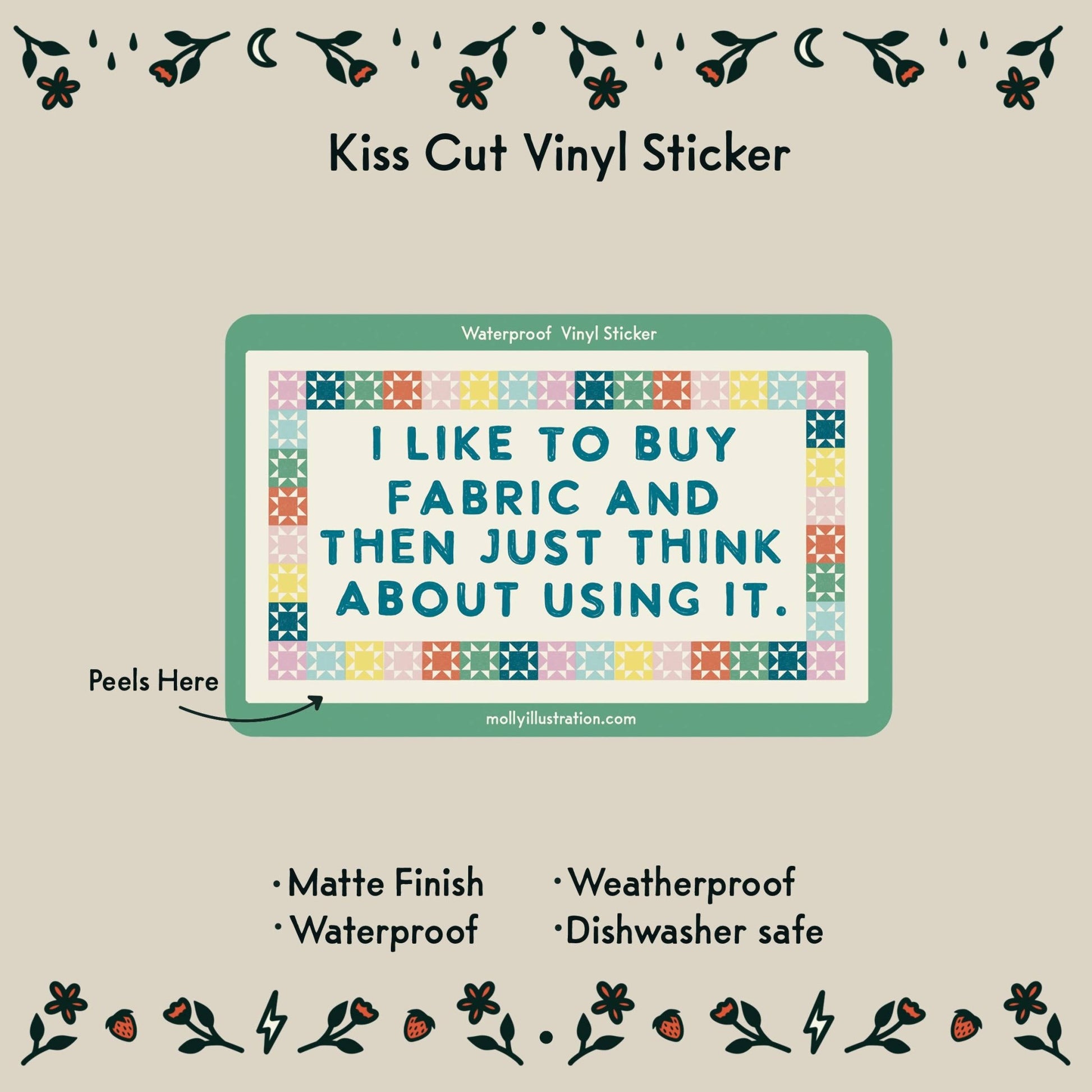 I Like to Buy Fabric Waterproof Vinyl Sticker - homesewn