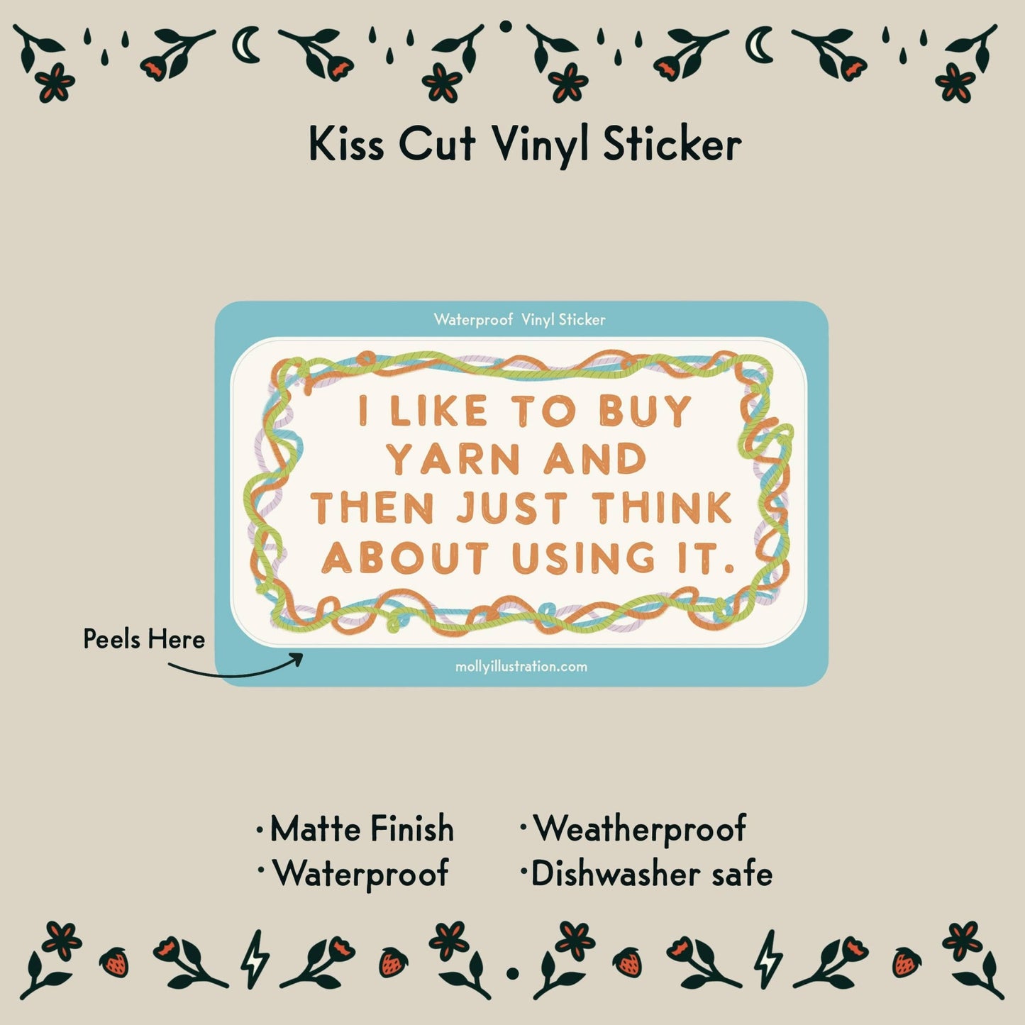 I Like to Buy Yarn Waterproof Vinyl Sticker - homesewn
