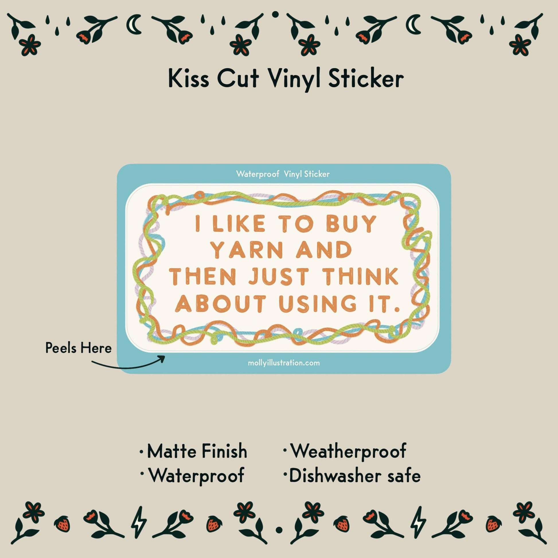 I Like to Buy Yarn Waterproof Vinyl Sticker - homesewn
