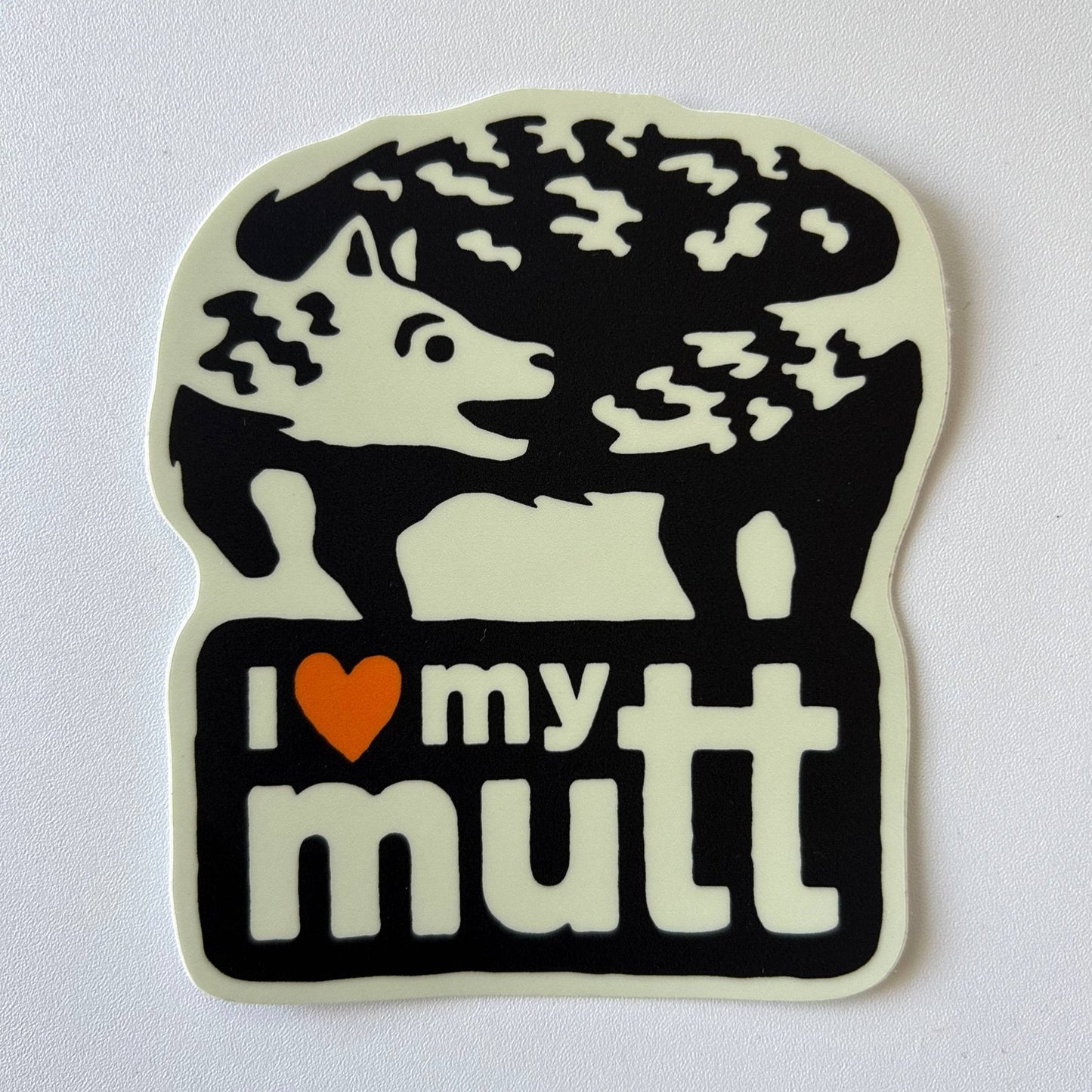 I Love My Mutt - Dog Adoption - Bumper Sticker / Vinyl Decal - homesewn