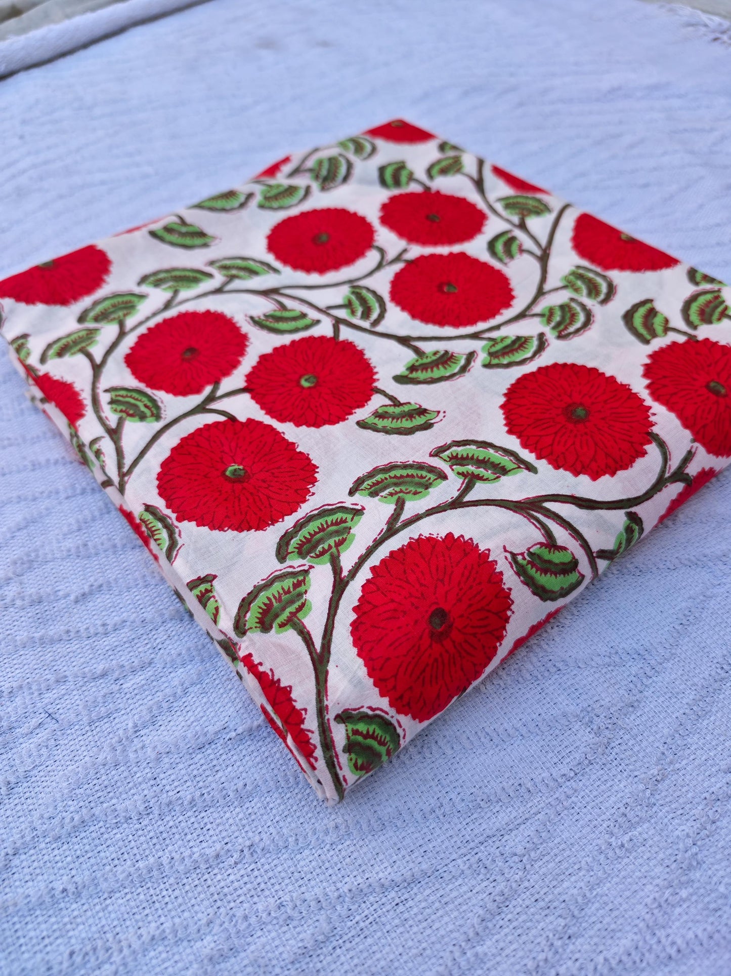 Red Poppy Block Print Cotton