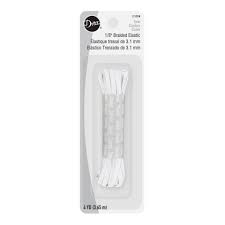 Braided Elastic - 1/8in White (4 yd)