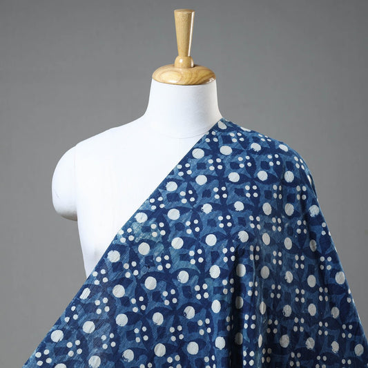 Indigo Bagru Hand Block Print Cotton Fabric - Blue - homesewn