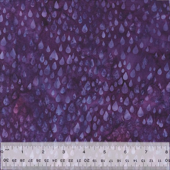 Iris Beauty Ð Raindrops Ð Ultraviolet Batik Cotton Fabric - homesewn
