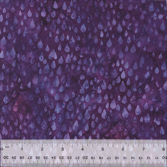 Iris Beauty Ð Raindrops Ð Ultraviolet Batik Cotton Fabric - homesewn