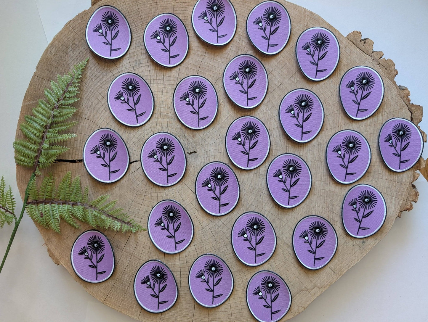 Iron - on patch | aster flower - purple oval 2.75" x 3.3" - homesewn