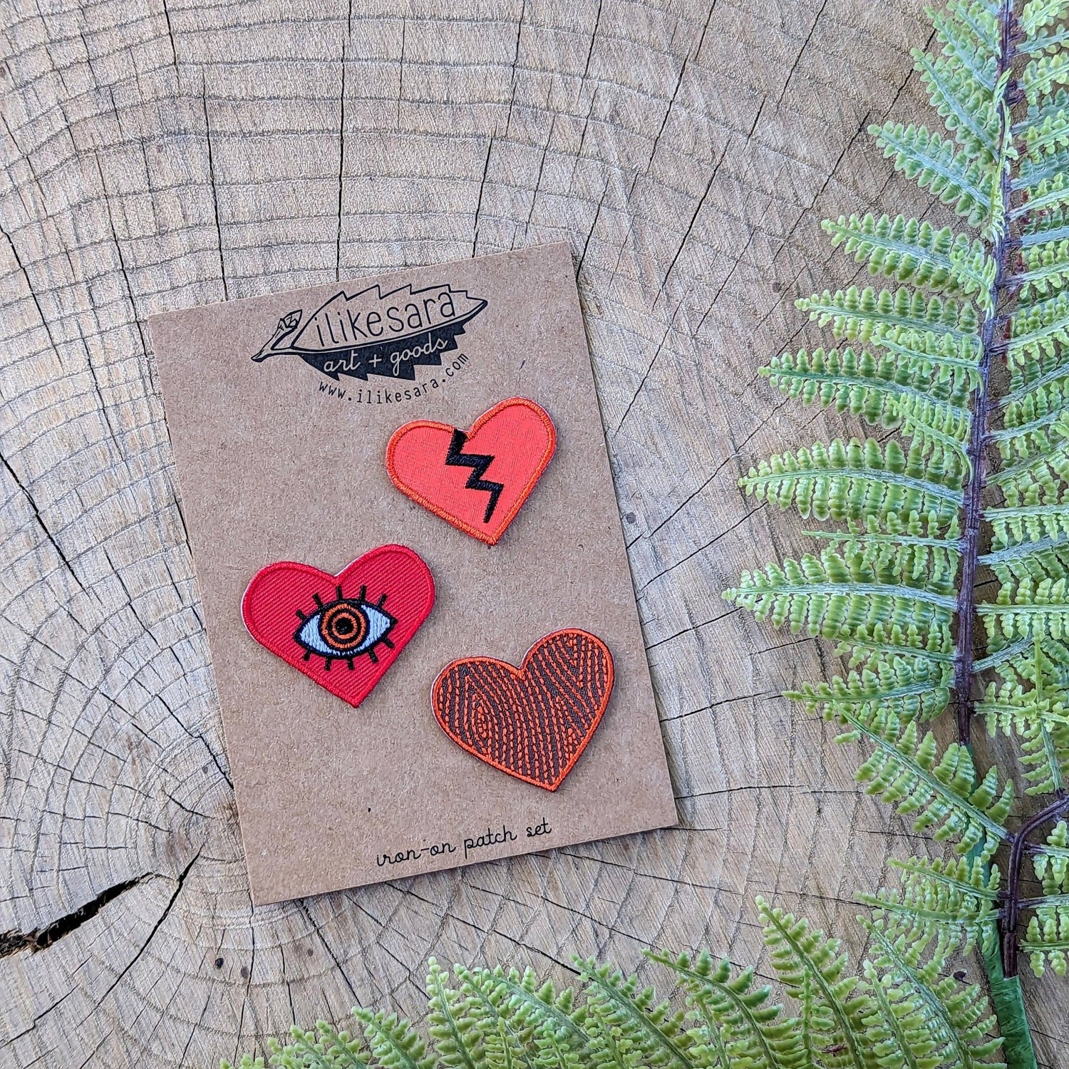 Iron - on patch | heart 3 - pack - red - homesewn